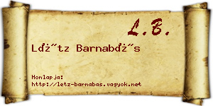 Létz Barnabás névjegykártya